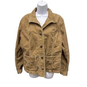 VTG 90's Eddie Bauer Jacket Women's XL Brown Corduroy Jacket Coat button pocket